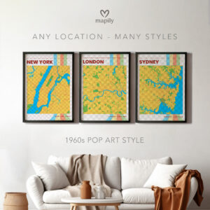 Minimalist map-inspired artwork Any Location, ideal for a thoughtful interior touch