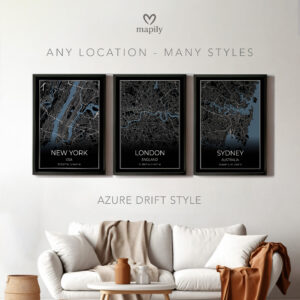 Meaningful location art Custom Map Prints, brought to life in a modern style