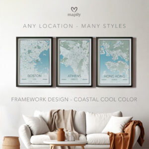 Framed and refined artwork of City Map Prints, designed for stylish interiors