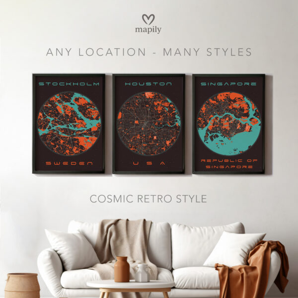 Design-forward art print showcasing Custom Map Prints, perfect for home or workspace