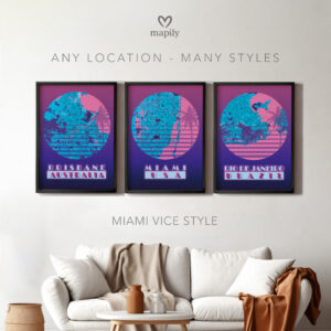 Tasteful art piece Any Location Map Print, created to celebrate location and memory