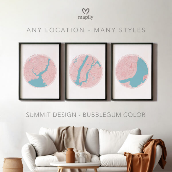 Striking graphic representation of City Map Prints, designed to complement modern decor