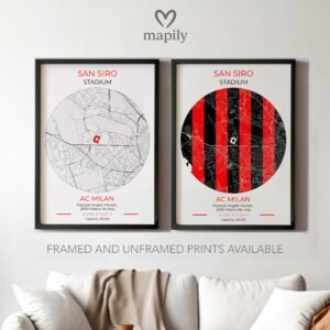 Clean layout print featuring AC Milan Stadium Map, ideal for modern living spaces