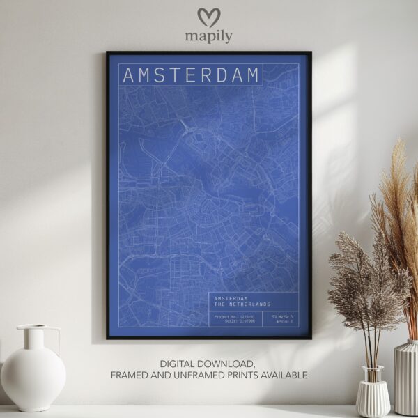 Designer wall art showcasing Amsterdam Map, adding elegance to your surroundings