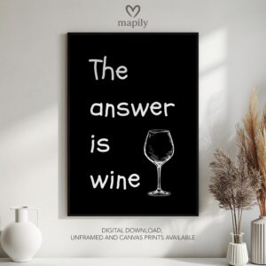 Understated modern quote design The Answer Is Wine, blending bold type with clean simplicity