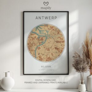 Design-forward art print showcasing Antwerp Map, perfect for home or workspace