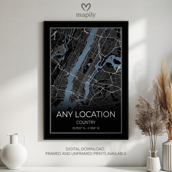 Tasteful and modern wall artwork Custom Map Prints, suited for any room