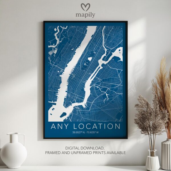 Stylish wall print highlighting City Map Prints, crafted for timeless interiors