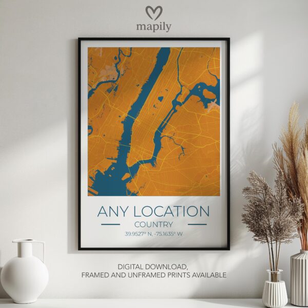 Custom-designed art print Any Location Map Print, capturing a meaningful place or moment
