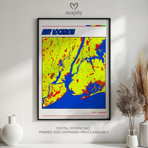Striking graphic representation of City Map Prints, designed to complement modern decor