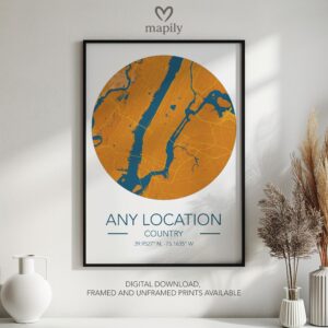 Statement wall art featuring Custom Map Prints, with a minimalist and personal touch
