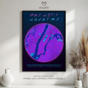 Sleek and refined wall piece of Any Location Map Print, adding meaning to your space