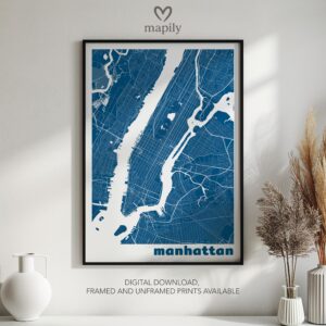 Framed modern design print Custom Map Prints, created with visual clarity and purpose