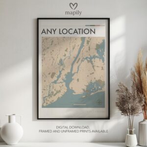 Elegant framed artwork showcasing Custom Map Prints, perfect for a statement wall