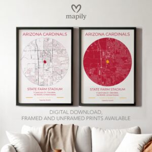 Custom-designed art print Arizona Cardinals Stadium Map, capturing a meaningful place or moment