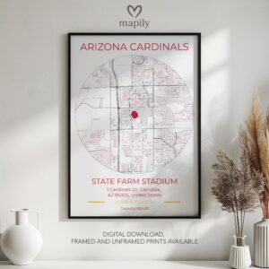 Crisp and clean artwork featuring Arizona Cardinals Stadium Map, designed to elevate any interior