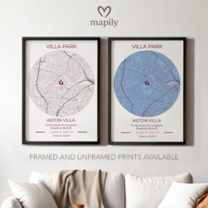Tasteful and modern wall artwork Aston Villa Stadium Map, suited for any room