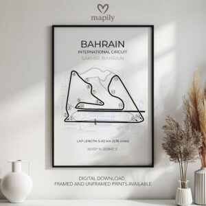 Statement wall art featuring Bahrain F1, with a minimalist and personal touch