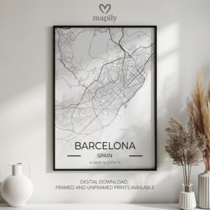 Decorative wall piece featuring Barcelona Map, created to blend with modern settings
