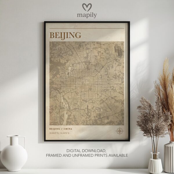 Statement wall art featuring Beijing Map, with a minimalist and personal touch
