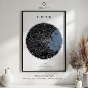 Sleek and refined wall piece of Boston Map, adding meaning to your space