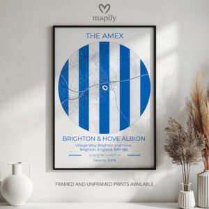 Custom-designed art print Brighton Stadium Map, capturing a meaningful place or moment