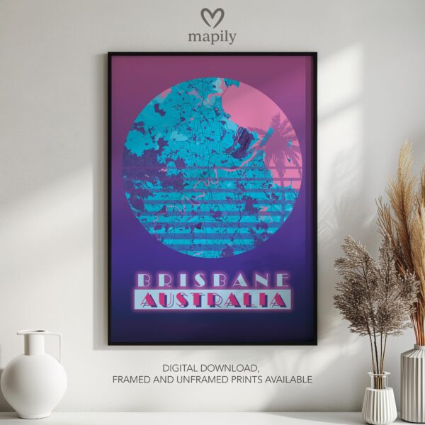 Refined and minimalist wall art of Brisbane Map, suitable for every design taste