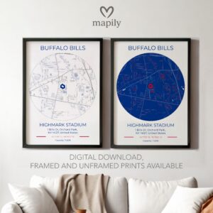 Contemporary print featuring Buffalo Bills Stadium Map, designed for stylish living spaces
