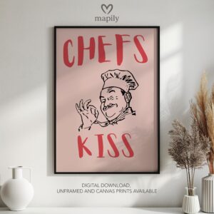 Graphic statement print Chefs Kiss with a minimalist layout and modern flair