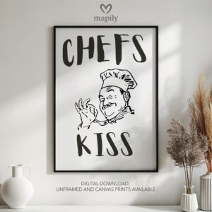 Framed quote artwork Chefs Kiss with clean lines and a modern visual balance
