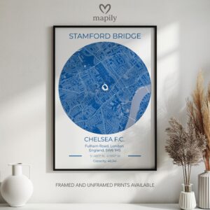 Clean layout print featuring Chelsea Stadium Map, ideal for modern living spaces