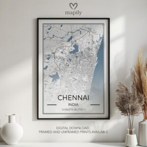 Tasteful and modern wall artwork Chennai Map, suited for any room