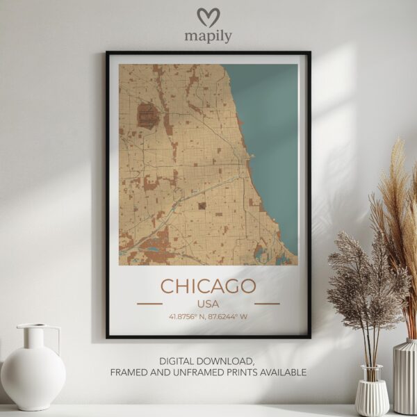 Minimal layout wall art Chicago City Map, bringing personality and structure to your wall