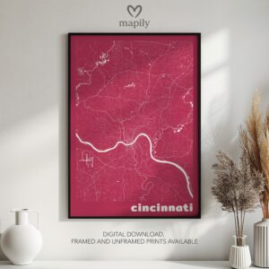 Subtle yet impactful design print Cincinnati Map, highlighting place and meaning