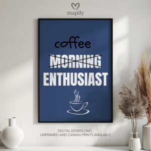 Minimalist framed art print with a clean and sophisticated design Coffee Enthusiast, blending seamlessly into any space