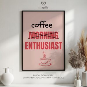 Elegant typography wall art Coffee Enthusiast, designed to complement minimalist and contemporary interiors