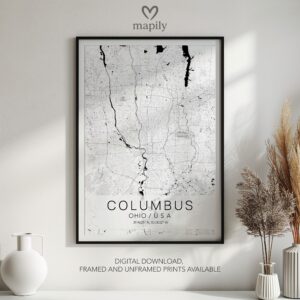 Striking graphic representation of Columbus Map, designed to complement modern decor