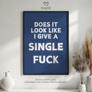 Understated modern quote design Does It Look Like I Give A Single Fuck, blending bold type with clean simplicity