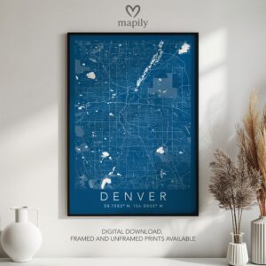 Sleek and refined wall piece of Denver Map, adding meaning to your space