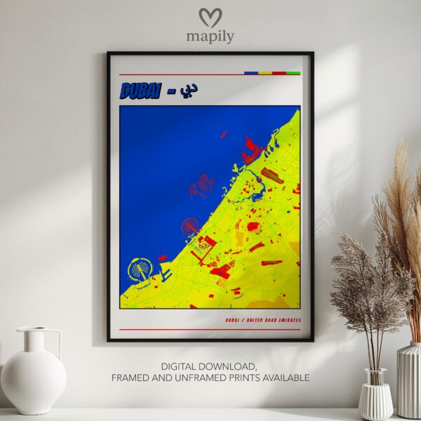Modern wall art design featuring Dubai Map, created with clean lines and style