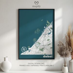 Minimalist map-inspired artwork Dubai Map, ideal for a thoughtful interior touch