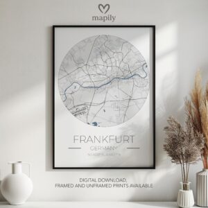 Elegant framed artwork showcasing Frankfurt Map, perfect for a statement wall