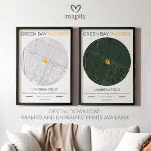 Meaningful location art Green Bay Packers Stadium Map, brought to life in a modern style