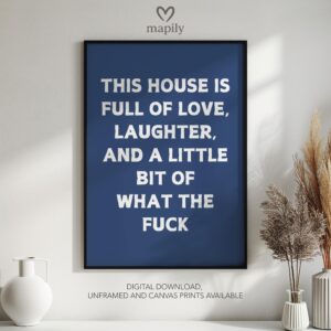 Stylish monochrome framed print with a clean and modern aesthetic House Full of Love, perfect for contemporary decor