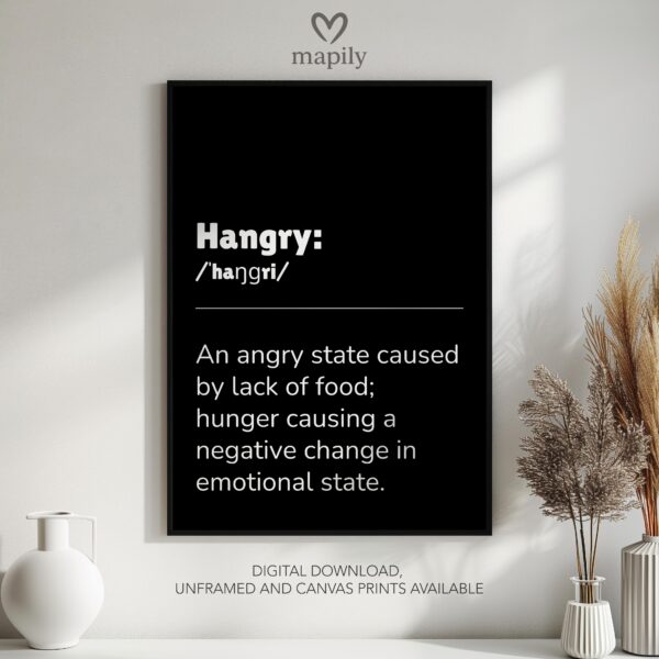 Framed modern wall art Hangry Definition, perfect for those who love bold and expressive interiors