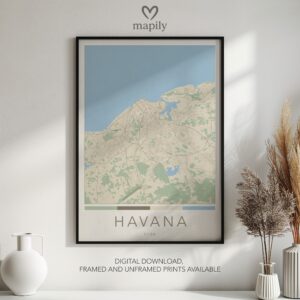 Framed modern design print Havana Map, created with visual clarity and purpose