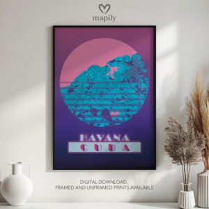 Framed art print featuring Havana Map, offering a balance of simplicity and sentiment