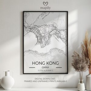 Minimal layout wall art Hong Kong Map, bringing personality and structure to your wall