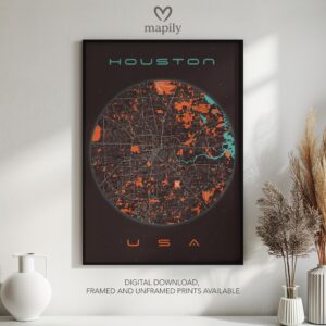 Decorative wall piece featuring Houston Map, created to blend with modern settings