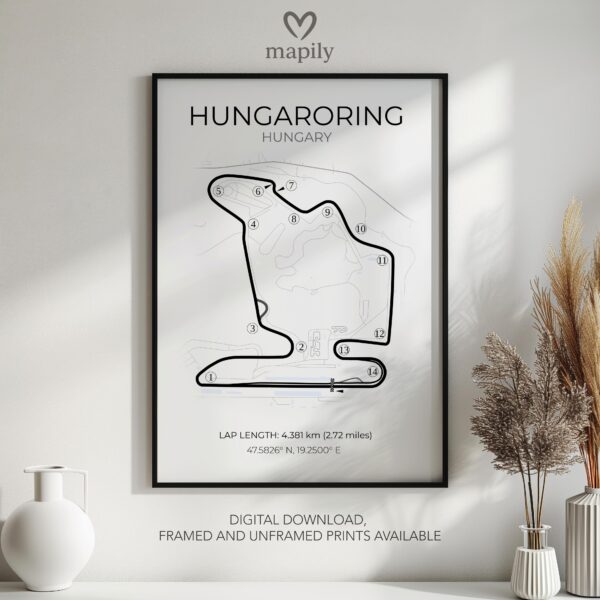 Refined and minimalist wall art of Hungary F1, suitable for every design taste